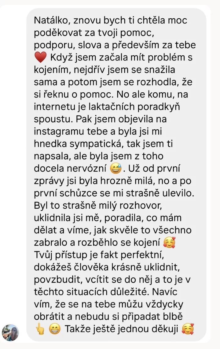 Screenshot zprávy od maminky