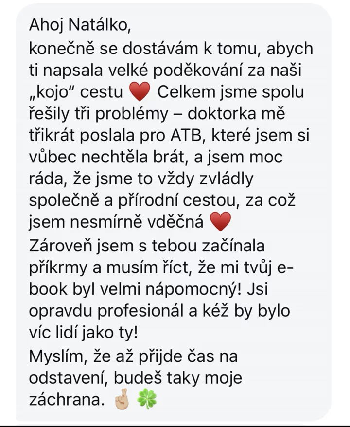 Screenshot zprávy od maminky